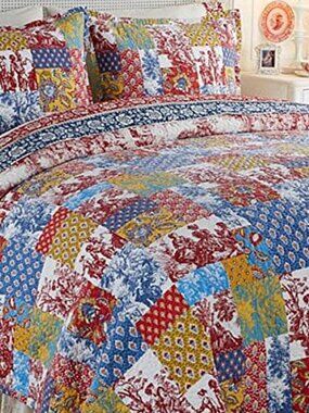 Clever Carriage Reversible Patchwork Quilt Bedding Queen Cotton French Country